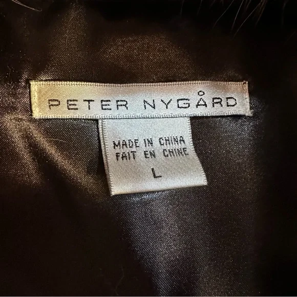 Genuine Brown Leather Jacket with Fox Fur Collar by Peter Nygard, Size Large - Picture 9 of 16